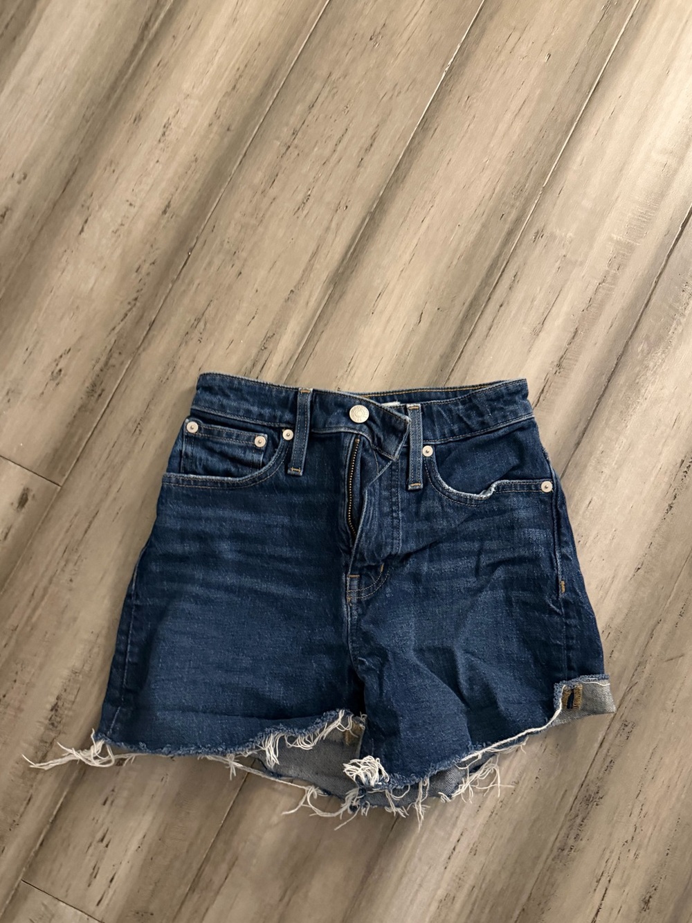 Madewell Dark Blue Frayed Hem Denim Shorts